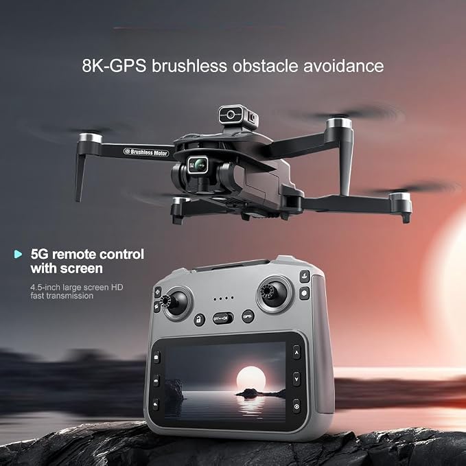 GPS Drone with 4K Camera, 4.5" LCD Display Screen Controller- 3,280ft RC Range, Auto return, Follow Me, Go Home, Gesture Control, One Key Takeoff/Landing, Altitude Hold,led Light, Professional Quadcopter for Aerial Photography Control and Video Recordi...