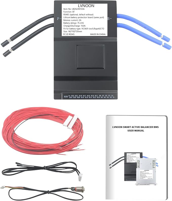 2A Smart BMSJK Active Balance for Li-ion NCM LFP LiFePo4 LTO Battery Management System 7S 8S 10S 12S 14S 16S 20S 21S 24S150A with APP Control 12V 24V 48V 60V 72V 84V (7-24S, 150A)