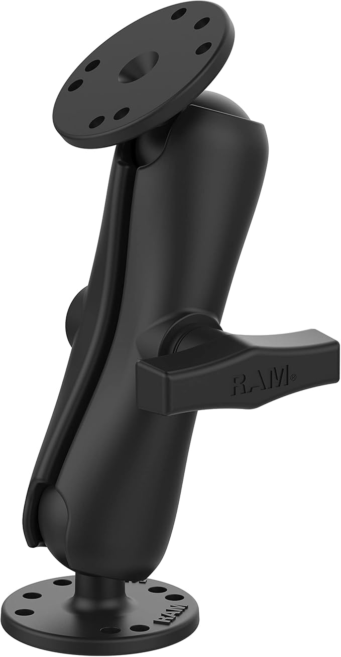 RAM Mounts Double Ball Mount with Round Plates, C Size 1.5" Ball Medium Arm, AMPS Drill-Down Mount System for Device Holders RAM-101U
