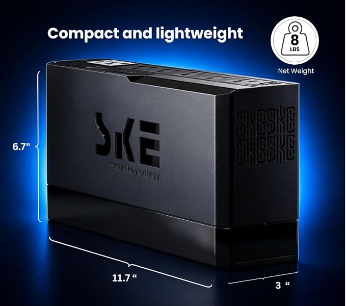 SKE VL625 625VA/360W UPS Battery Backup and Surge Protector - Uninterruptible Power Supply with AVR, 7 Outlets, USB and Type-C Charging, RJ45 Port for Computer, Router, Modem, and Home Office Devices