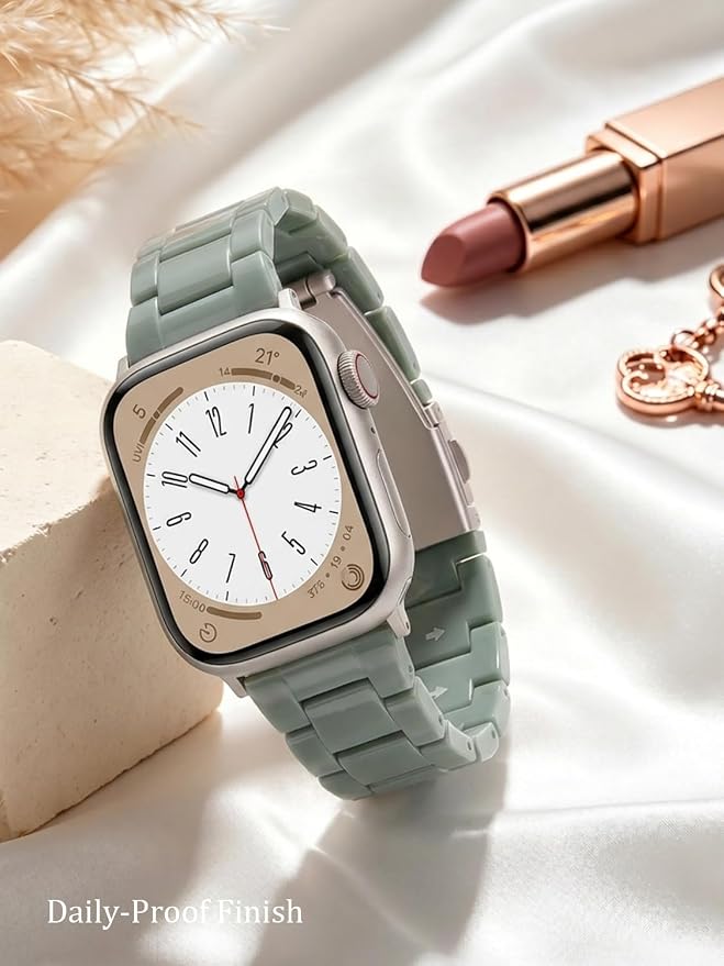 V-MORO Resin Bands Compatible with Apple Watch Series 11/10/9/8/7 Band 40/41/42mm Women men Lightweight Fashion Strap Bracelet with Starlight Buckle for iwatch Series SE/6/5/4/3/2/1(Cactus,38/40/41/42mm)