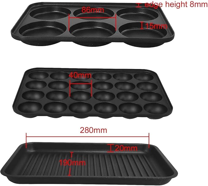 3 in 1 Multifunctional Electric Griddle Electric Skillet Nonstick Baking Maker with 3 Interchangeable Pan Takoyaki Maker Cake Pop Maker Pancake Maker Red