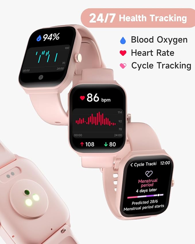 TOOBUR Smart Watch for Women Alexa Built-in, 1.95" Fitness Tracker with Answer/Make Calls, IP68 Waterproof/Heart Rate/Sleep Tracker/100 Sport Modes, Fitness Watch Compatible Android iOS