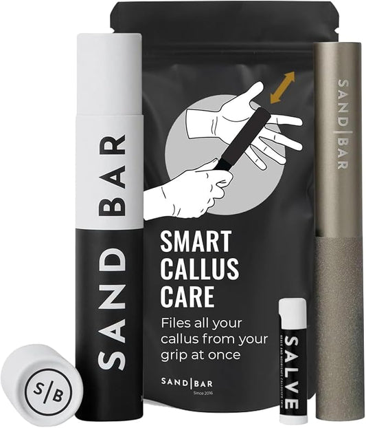SandBar Callus Remover Tool, File for Hands, Durable Aluminum Tool Callus Shaver, Palm and Heel Dead Skin Removal, Includes Nourishing Salve, Ideal for Athletes, Climbers, Gym Enthusiasts - Aluminum
