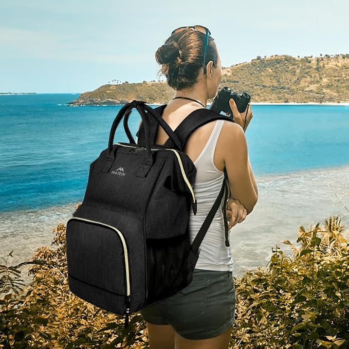 MATEIN Lunch Backpack for Women, Insulated Cooler Backpack Lunch Bag for Men, 15.6 Inch Leakproof Laptop College Tote Work Bag Teacher Nurse Picnic Office Commuter Travel, Black