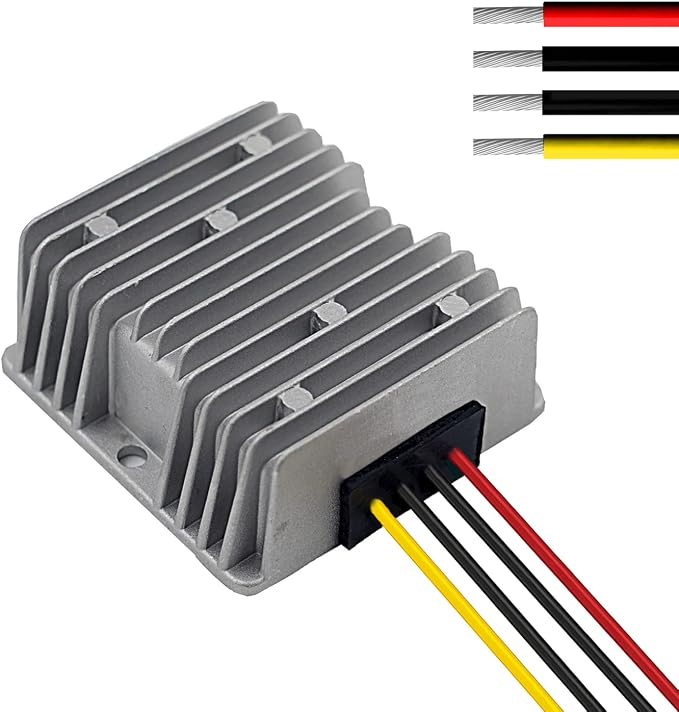 Car Voltage Stabilizer, 4A 48W Heavy Duty 12v Voltage Regulator Surge Protector for Car Battery Truck Vehicle Boat RV Camper Solar System (10-36V Input, 12V Output)