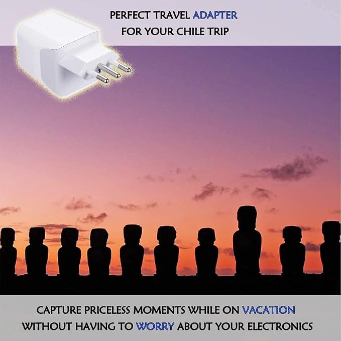 Ceptics Italy, Chile, Uruguay Travel Adapter Plug with Dual USB - USA Input - Type L - Ultra Compact - Perfect for Cell Phones, Laptop, Camera Chargers, iWatch, iPad, iPhone and More (CTU-12A)