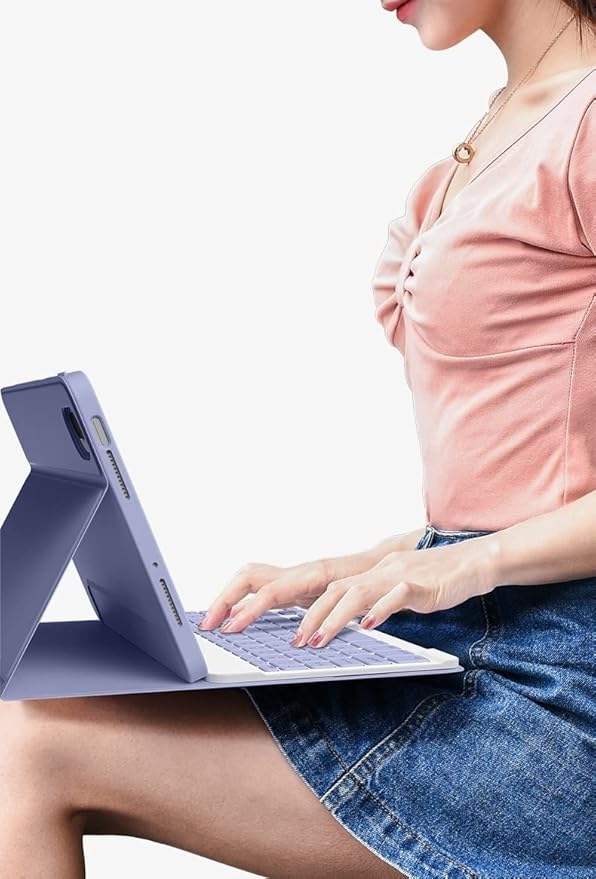 kaitesi Keyboard Case for iPad A16 (11th Gen 11")/ iPad 10th Generation 2022 10.9 inch, Magnetically Detachable Bluetooth Color Keyboard Smart Folio Cover with Pencil Holder (Misty Blue)
