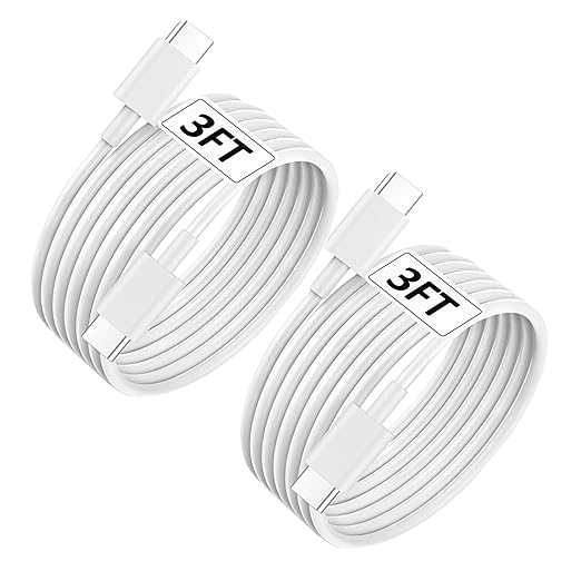240W USB C Cable, USB C to USB C, C to C Cable Fast Charging for MacBook Pro/MacBook Air, iPad Pro/iPad Air, iPhone 16 Pro Max/ 16 15 Pro/Plus,Samsung,Compatible 140W/100W /65W/45W/35W/20W (2Pack,3ft)