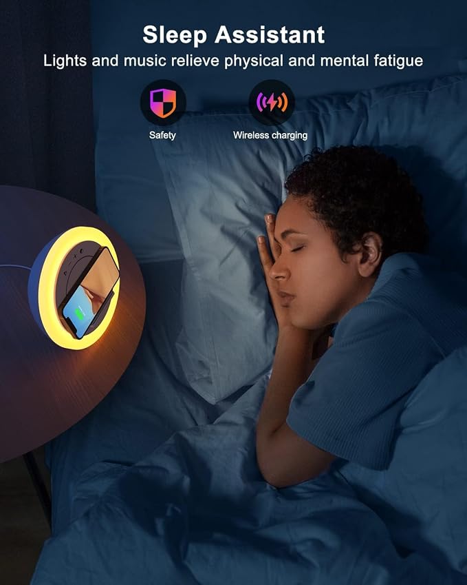 Swarmir Bluetooth Speaker Night Lights, Wireless Charging Kids Speaker, Color Changing Modern Bluetooth Lamp,Teenage Boys Girls Gifts Ideas