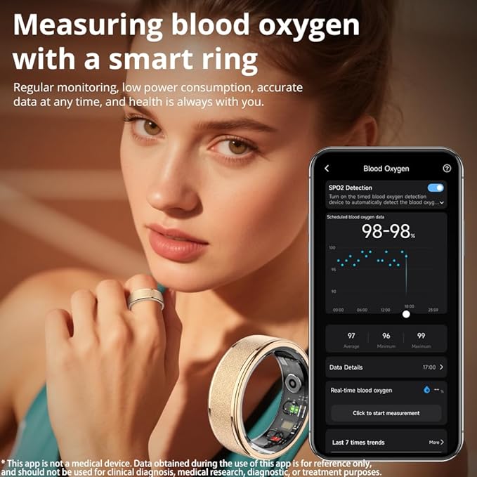 COLMI R10 Smart Ring, Smart Health Ring for Women, Features Heart Rate, Blood Oxygen, Sleep Monitoring, Pedometer, and Fitness Tracker, No Subscription Fee. (Rose Gold, 9#)