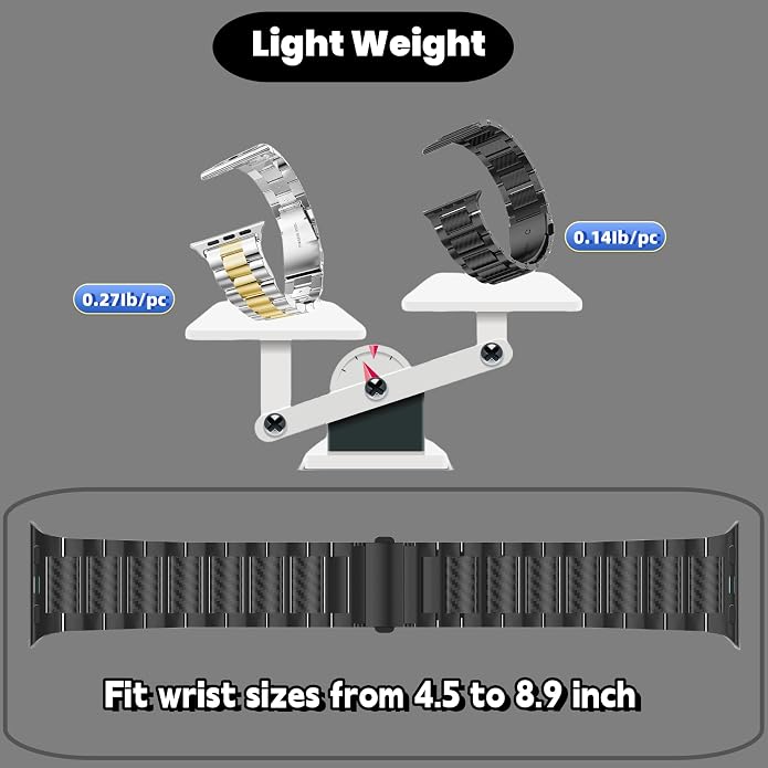 iiteeology Carbon Band Compatible with Apple Watch 49/46/45/44/42mm 42 Series 11/41/40/38mm, Women Men Light Genuine Carbon Fiber Band for iWatch Ultra 3/2/Series 11-1