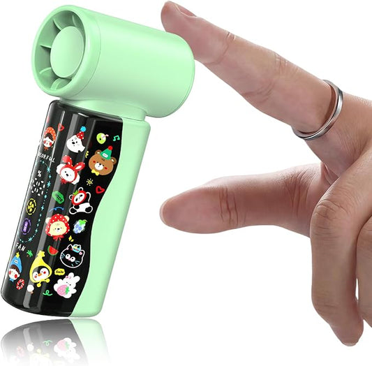 R-fun Colorful Handheld Mini Fan M126, 18000 RPM High-Speed Turbo Personal Fan, Rechargeabl Portable Fan, Flexible Curved Color Screen, Travel Essentials, Summer Gifts for Women and Men, Green