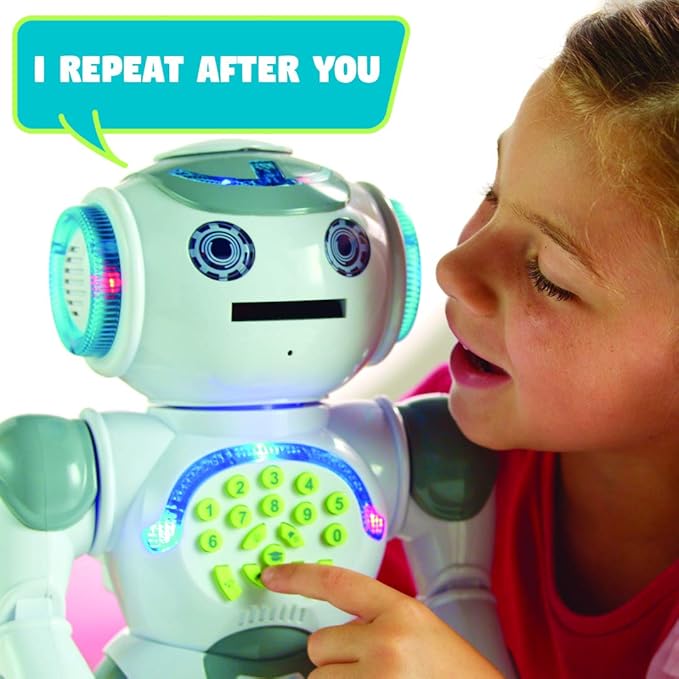 LEXiBOOK Powerman Max, Remote Control Walking Talking Toy Robot STEM Programmable, Dances, Sings, Tells 10,000 Stories, 300+ Learning Quiz, Shooting Discs and Voice Repeat for Kids 4+ ROB80US