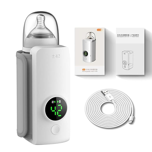 Portable Bottle Warmer,Travel-Easy,Type-C Charging,6-Speed Temperature Control,Locked-in Nutrition,360 Degree Wrap Even Warming,Ensuring Baby Needs