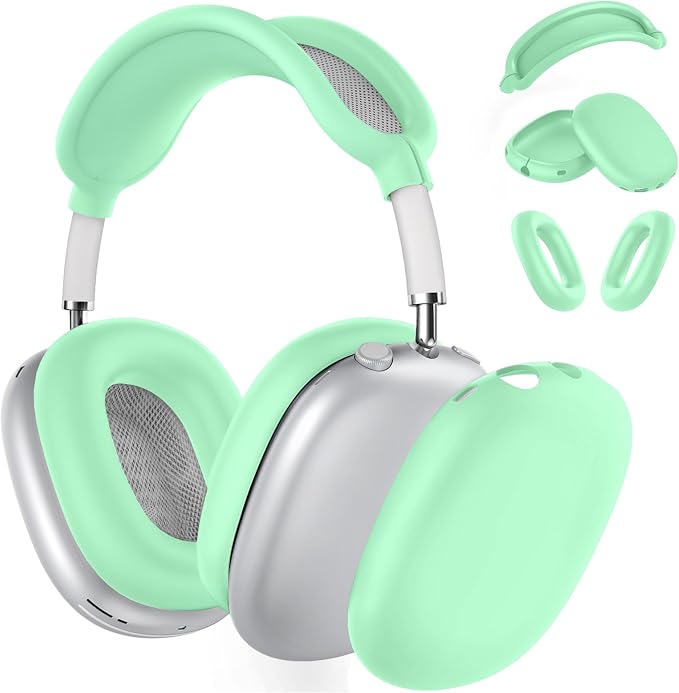 Silicone Case Cover for AirPods Max Headphones, Ear Pad Case Cover/Ear Cups Cover/Headband Cover for AirPods Max 2/1 (2026/2024/2020)(USB-C/Lightning), Accessories for Apple AirPods Max 2, Light Green