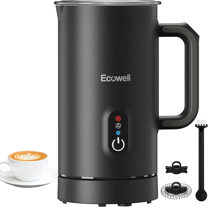 ECOWELL Automatic Milk Frother and Steamer, 4 in 1 Electric Coffee Milk Foamer Frother, Hot Chocolate Maker, Warm and Cold Foam for Coffee Latte, Macchiato, Cappuccinos, 8.1oz/240ml