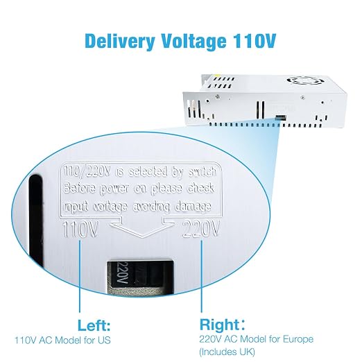 Hosyond AC 110V/220V to DC 12V 30A 360W Regulated Universal Switching Power Supply Transformer Adapter LED Driver for LED Strip, CCTV Camera System