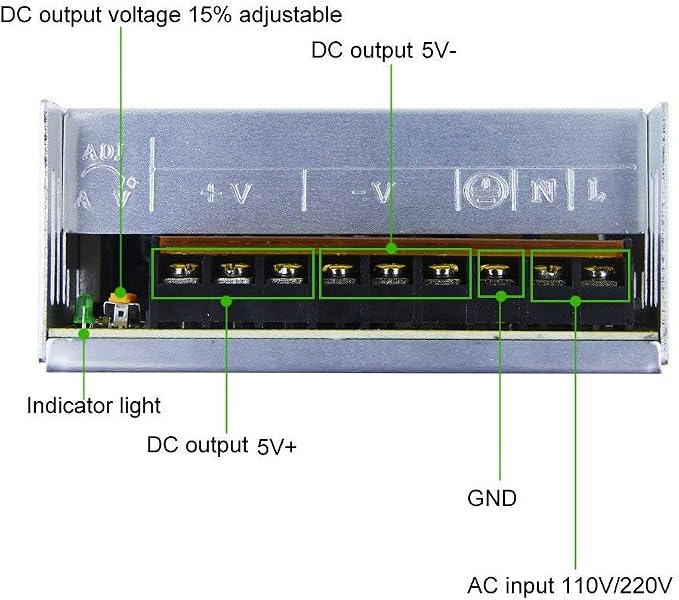 Aclorol 5V 60A 300W Power Supply 110V / 220V AC to DC 5V 60amp Universal Transformer Switching Driver Converter Power Transformer for WS2812B WS2813 LED Strip Pixel Lights CCTV Camera Security System