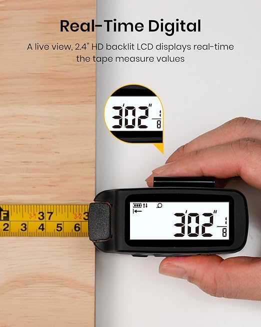 3-in-1 Digital Tape Measure with Laser, 165Ft Laser Tape Measure & 16Ft Digital Measuring Tape, 8 Metric and Imperial Units, Distance Area Volume 1/2 midpoint, Laser Measure Tool, Almighty Tools, APP