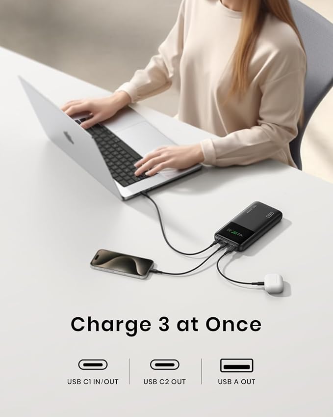 INIU 140W Laptop Power Bank, Flight-Safe 27000mAh High Capacity Portable Charger with USB C Cable, Digital Display Phone Charger, 3 Ports Travel External Battery Pack for MacBook iPad Steam Deck etc