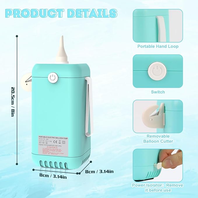 AXHJ Balloon Pump Electric Air Pumps, 2-in-1 Electric Air Balloon Pump，Balloon Inflator for 260q,Foil, Latex Balloons and Sport Balls