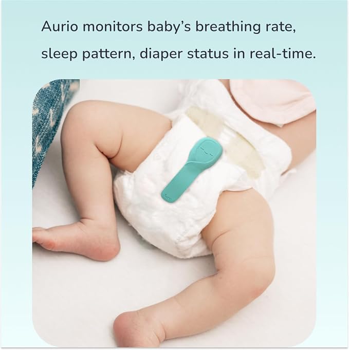 Aurio Smart Baby Monitor – Tracks Breathing Rate, Sleep, Diaper Wetness, Temperature, Real-Time Alerts with Patented Technology