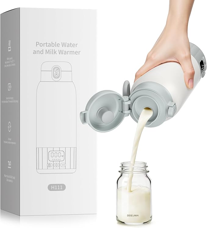Portable Bottle Warmer for Travel, Fast Heating Milk Warmer On The Go, 17 OZ Water Warmer for Breast Milk, Formula, Water, Temp Control 98°F -131°F, Baby Essentials for Outdoor Airplane Car Journey