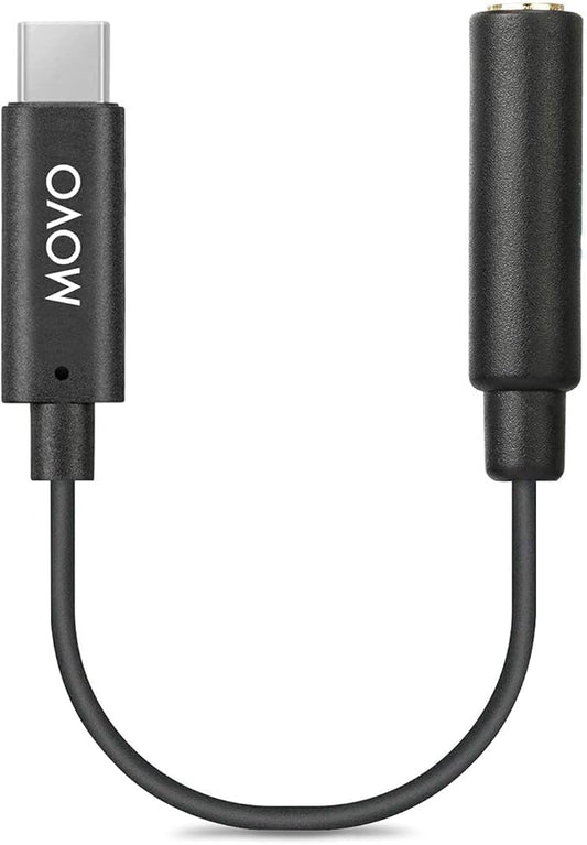 Movo UCMA-2 3.5mm to USB-C Audio Jack Adapter - 3.5mm TRRS to Type-C Connector for Android, GoPro Mic, iPad Pro Adapter - USB to Aux for Headphone Jack or USB Lapel Microphone Splitter