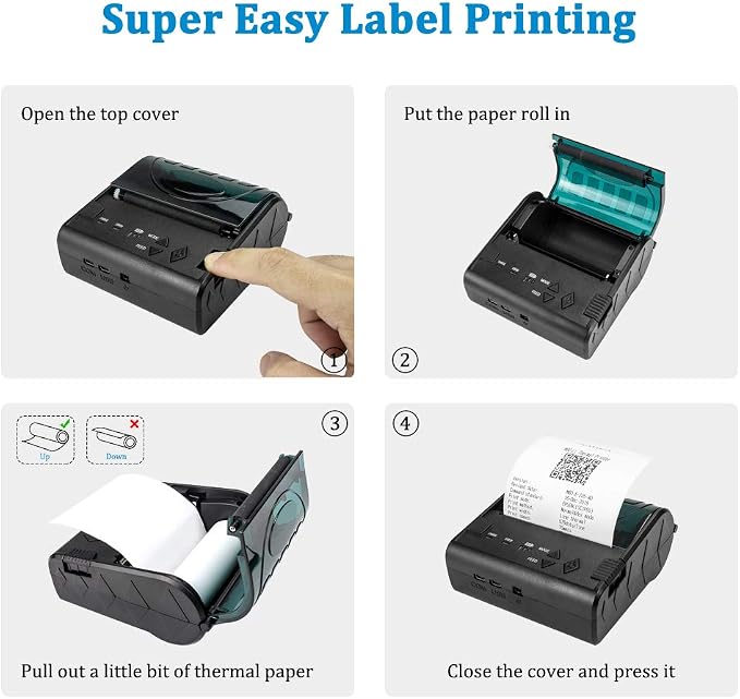 NETUM Wireless Bluetooth Thermal Receipt Printer, Portable Personal Bill Printer 80mm Mini USB POS Printer for Restaurant Sales Retail Compatible with Android