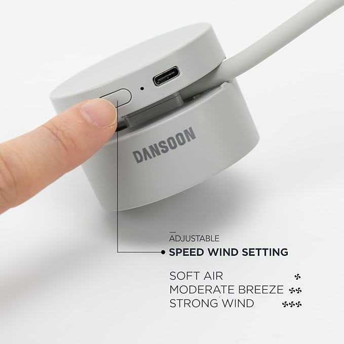 Dansoon Bladeless Neckband Rechargeable Portable Fan - Rolling Grey