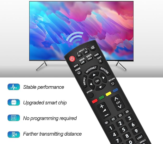 for Panasonic TV Remote Replacement, Compatible with All Panasonic LED/LCD/Viera Link/HDTV/ 3D Smart TVs