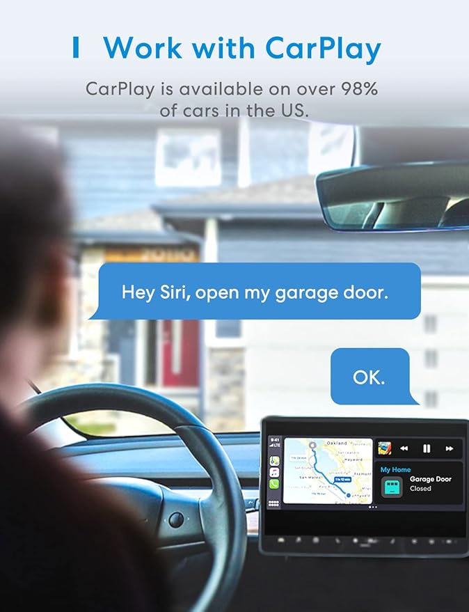meross Smart Garage Door Opener Remote, Compatible with Apple HomeKit, Amazon Alexa, Google Assistant, CarPlay and SmartThings, Enhanced Compatibility, New Version