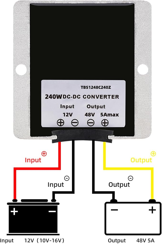 DC/DC Converter 12V Step Up to 48V 5A 240W Voltage Regulator, Power Adapter Voltage Booster, Power Supply Module Boost Transformer for Car Truck Vehicle Boat