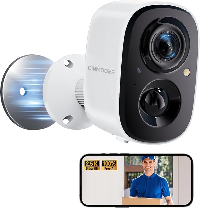 2.5K Wireless Home Security Cameras, Outdoor WiFi Non-Subscription AI Person Detection, 4MP Color Night Vision, Full Duplex 2-Way Audio, IP66 Waterproof Battery Powered, U.S. AWS Cloud