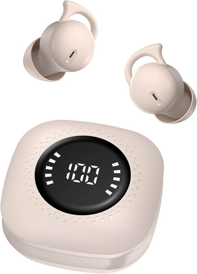 Sleep Earbuds for Side Sleepers, Invisible Bluetooth Earbuds with Noise Blocking, Mini Wireless Sleep Headphones for Sleeping, Snoring Relief, Travel, Study & Relaxation(Beige)