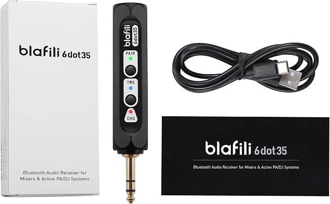 6dot35 Bluetooth Receiver with 1/4" TRS Output for Mixers | Receiver only, not a Bluetooth transmitter, aptX HD, TWS pairing, for PA systems and amps