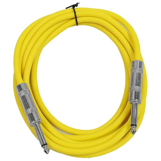 Seismic Audio - SASTSX-10 (6 Pack) - 10 Foot TS 1/4" Guitar, Instrument, or Patch Cables Yellow