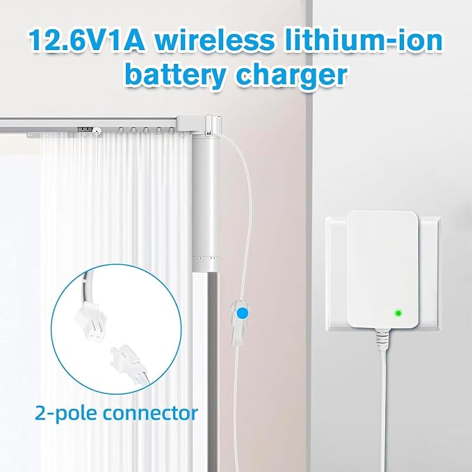 MSMJFSA 12.6V 1A Charger for Acmeda MTDCB Rollase Blinds Motor | Charging cord for Rollase 12VDC lithium-ion battery motorized roller blinds and shades; check MTDCB model before use.