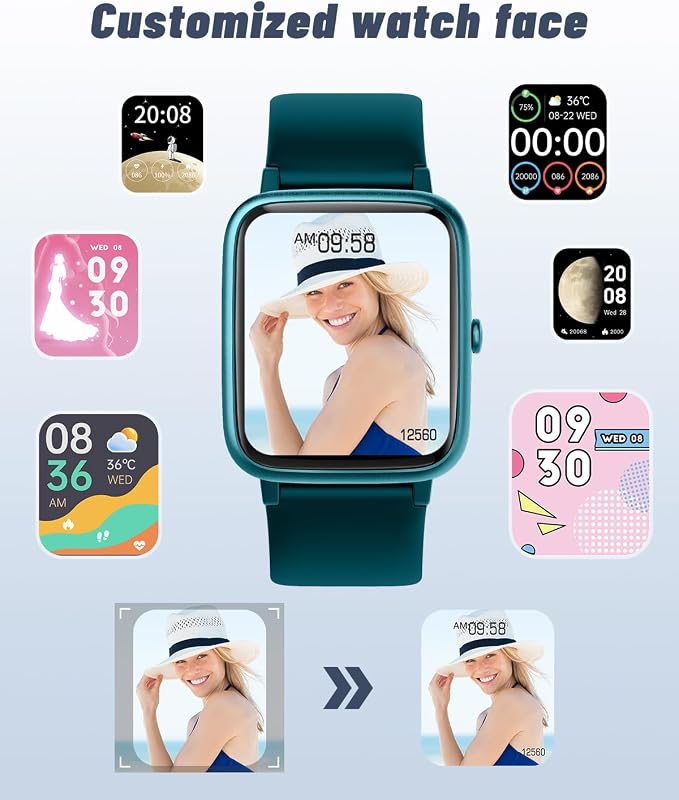 GRV Smart Watch for iOS and Android Phones (Answer/Make Calls), Watches for Men Women IP68 Waterproof Smartwatch Fitness Tracker Watch with Heart Rate/Sleep Monitor Steps Calories Counter (Gem Green)