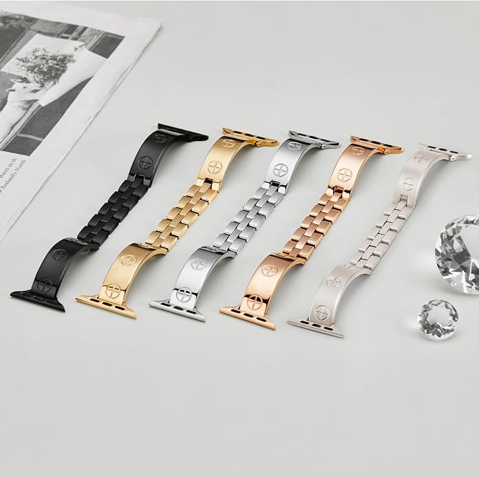 Missair Compatible with Apple Watch Band 38mm 40mm 41mm 42mm 44mm 45mm 46mm 49mm, Stainless Steel Metal Strap Women Dressy Bracelet Wristband for iWatch Series 11 10 9 8 7 6 5 4 3 2 1 SE Ultra