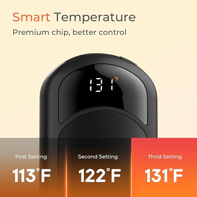 Hand Warmers Rechargeable, 10 Pack Electric Hand Warmer with Gift Box, LED Battery and Temperature Display, Quick Heating Portable Pocket Heater, for Men Women, Camping, Hunting Black