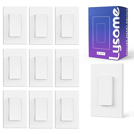 Matter Smart Light Switch, Voice Control Smart Wall Switches Compatible with Alexa & Google Assistant, Timer Schedule, Neutral Wire Required, Single Pole, 2.4GHz Wi-Fi, White, 10 Pack