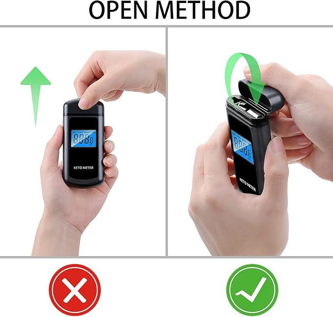 Ketosis Meter Professional Ketone Breath Analyzer for Keto Testing - High-Accuracy Rechargeable Breath Ketone Meter Home Ketone Breath Tester with 10 Mouthpieces - Monitor Fat Burning & Ketosis Levels