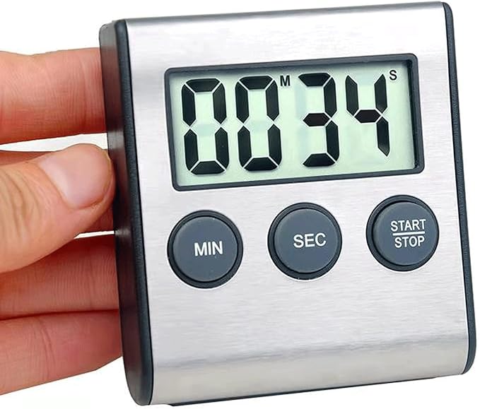 Digital Kitchen Timer - Magnetic Countdown With Loud Alarm, Stainless Steel for Cooking, Baking, Sports Games
