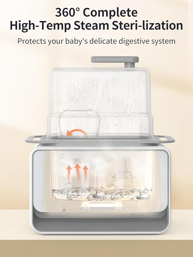 GROWSNY Fast Baby Bottle Warmer, 12-in-1 Milk Warmer with Steam and Water Bath Warming Modes for Breastmilk &Formula, Food Heating,with Thaw, Steri-lize, Egg Boil Function, Fits Most Types of Bottles