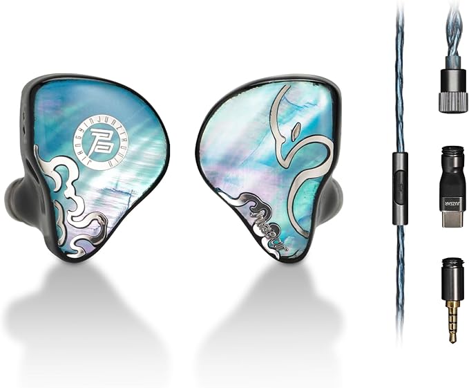 HiFiGo Juzear Defiant Gamefidelity Edition Gaming IEMs, 1DD+3BA Hybrid Driver Wired Earbuds, Noise Isolating in‑Ear Monitors with HD Mic, Swappable 3.5mm/USB‑C for PC/PS5/Switch/Mobile (Blue)