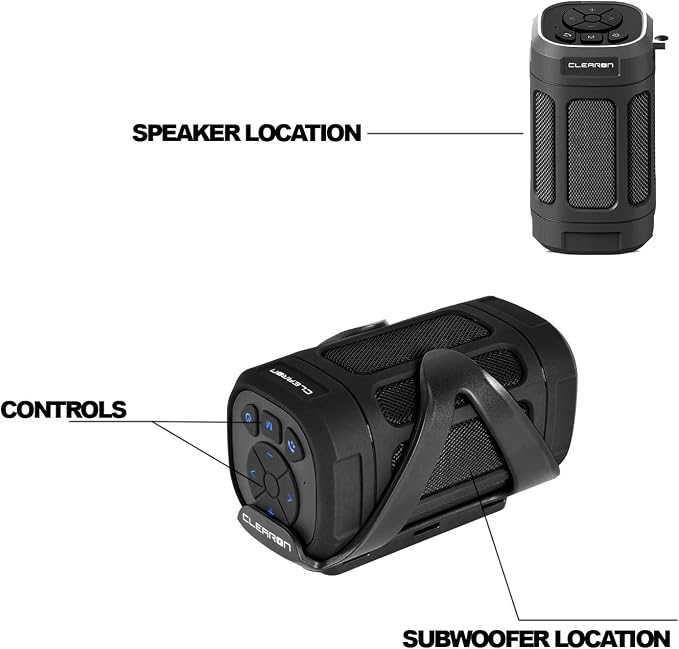 – Wireless Waterproof Portable Bluetooth 5.0 Speaker with Bike Mount & Remote – Premium Sound Quality & Loud 8W Mini Speaker – 10 Hours of Playtime (Black)