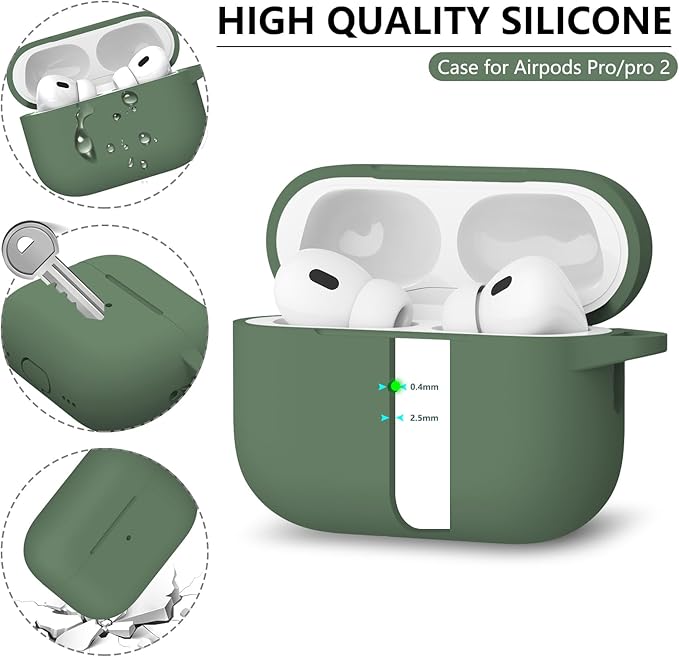 Ljusmicker for AirPods Pro Case Cover with Cleaner Kit,Soft Silicone Protective Case for Apple AirPod Pro 2nd/1st Generation Case for Women Men,AirPods Pro Case Accessories with Keychain-Sprout Green