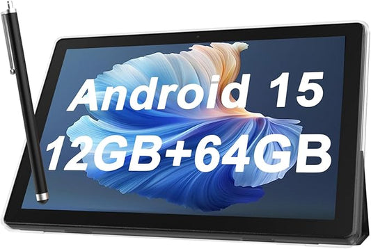 ATOZEE Android Table 10 Inch with Tablets Protective Case and Stylus Pen Android 15 Tablets 5G WiFi-6 1280 * 800 Full HD IPS Display 6000mah 64GB ROM+12GB RAM (4+8 Virtual), 1024GB Expansion (Black)